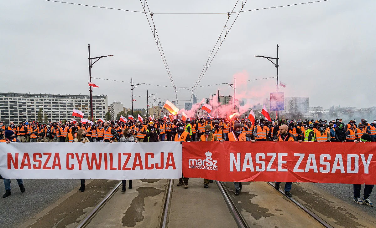 Fotoreport: Nejagresivnější Pochod nezávislosti. Ve Varšavě demonstrovali národovci 20 2020 11 11 varsava den nezavislosti zewlakk 1130
